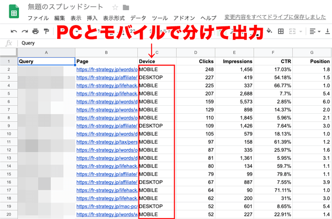 Search Analytics for Sheetsでデータ取得